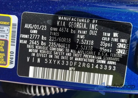 2024 Kia Sportage Ex z USA, uszkodzony, nr VIN 5XYK33DF2RG143393